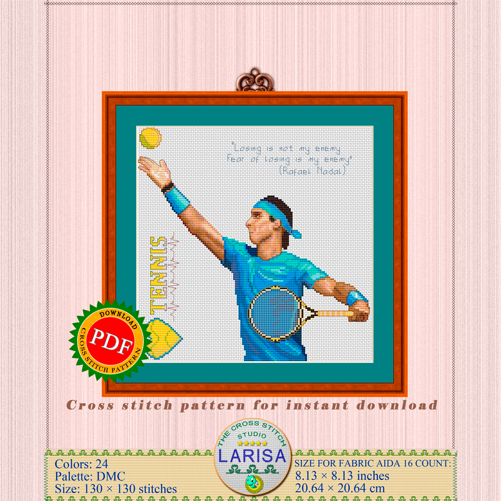Tennis Cross Stitch Pattern | Tennis Player 2 Tennis player