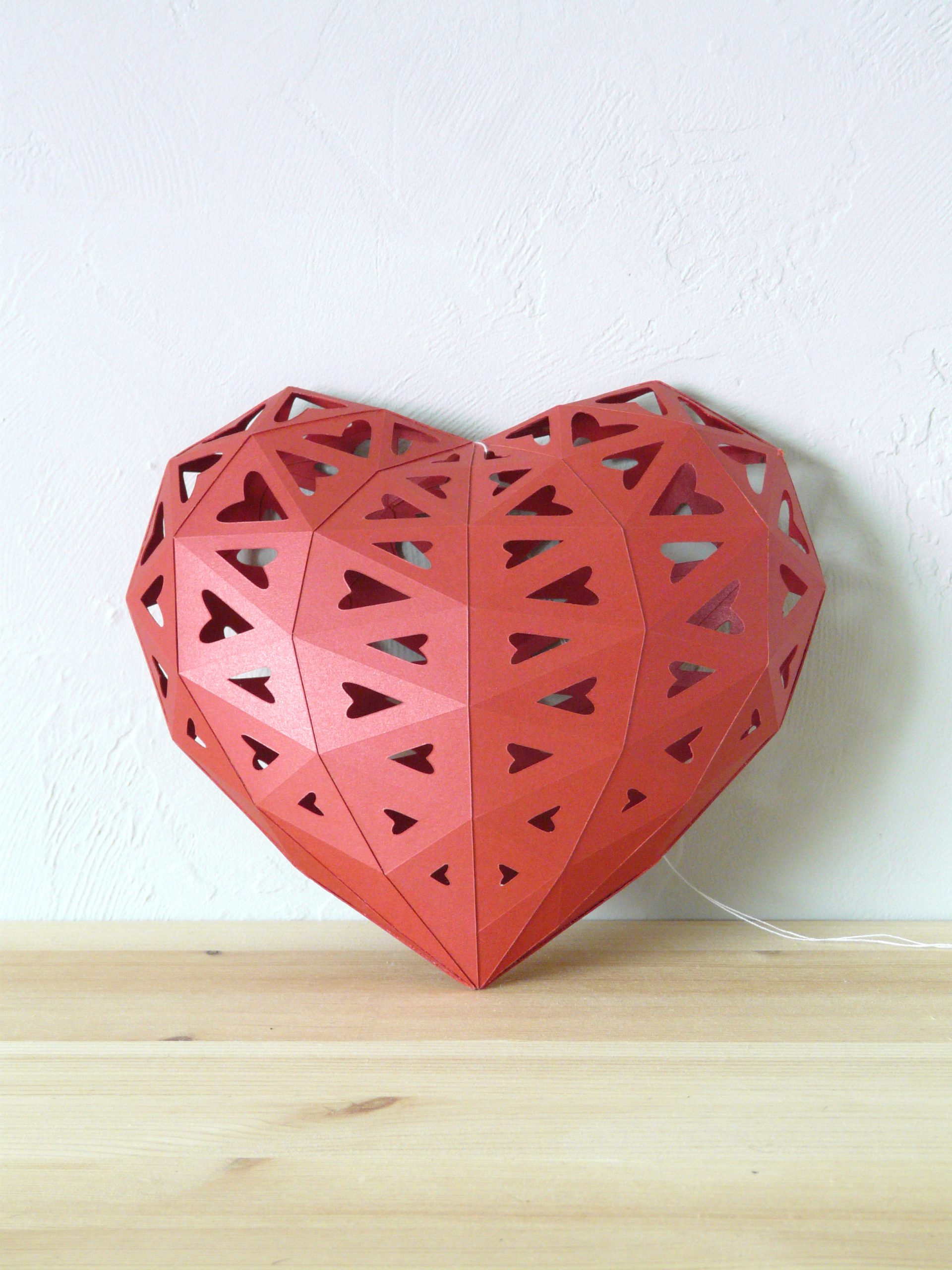 DIY Paper Heart 3D Papercraft Printable PDF, DXF