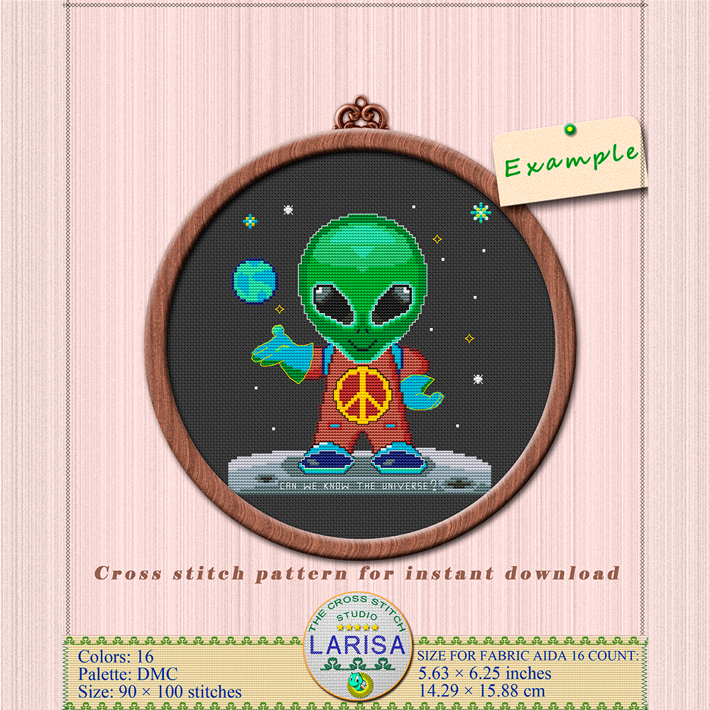 Alien Cross Stitch Pattern | Alien visitor | Extraterrestrial 3 Extraterrestrial