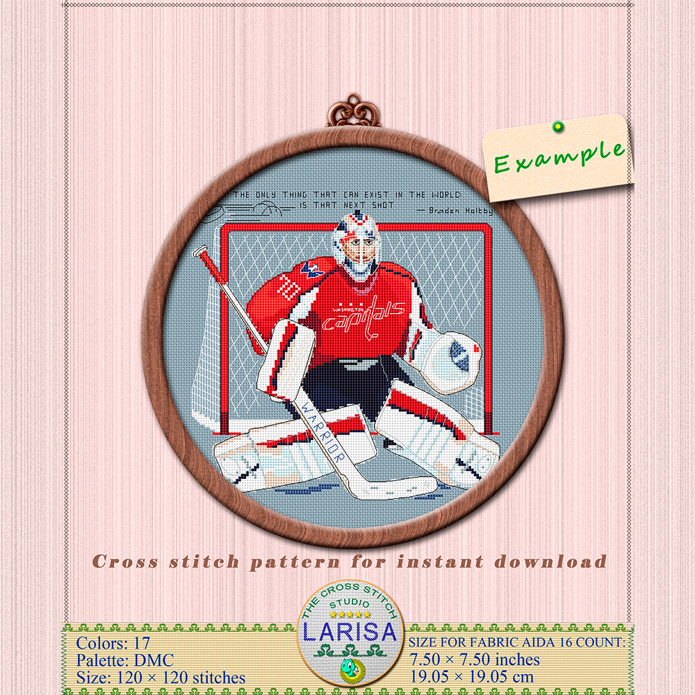Goalie Cross Stitch Pattern | Goaltender | Hockey Goalie 3 Braden Holtby