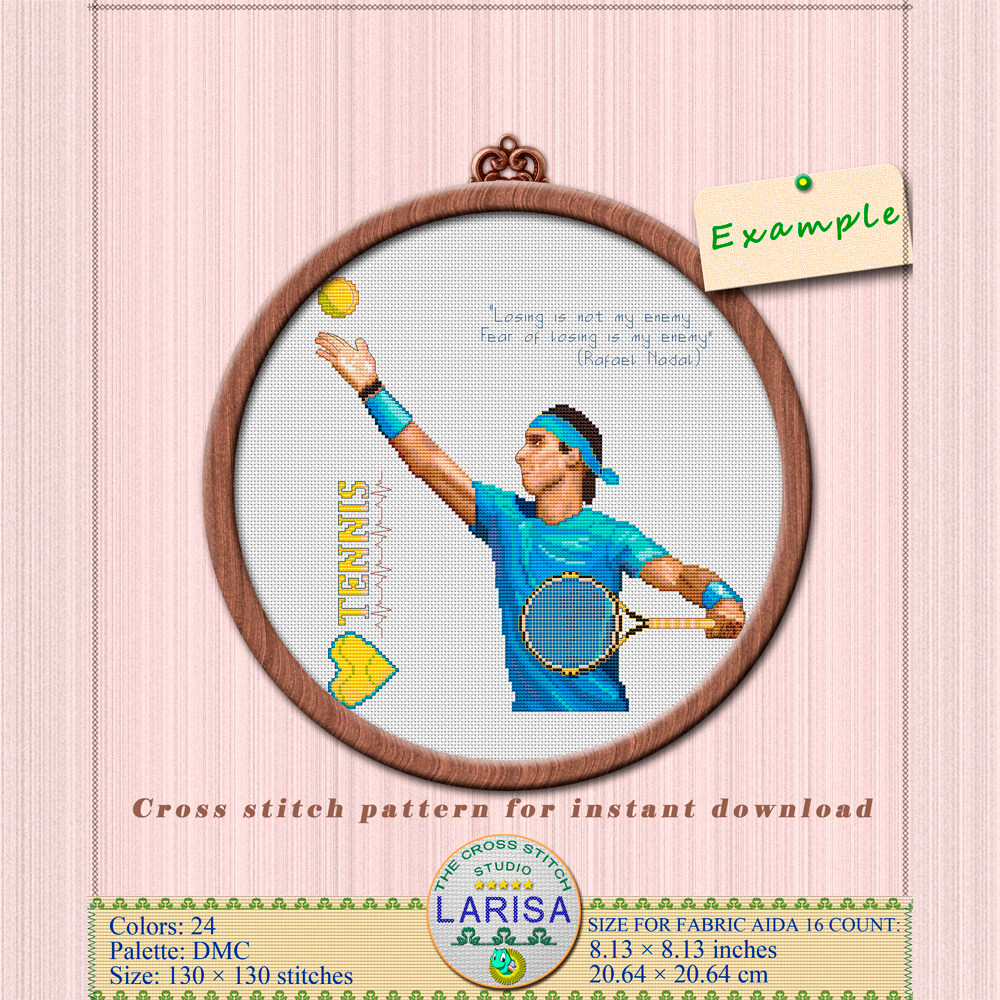 Tennis Cross Stitch Pattern | Tennis Player 3 Rafael Nadal
