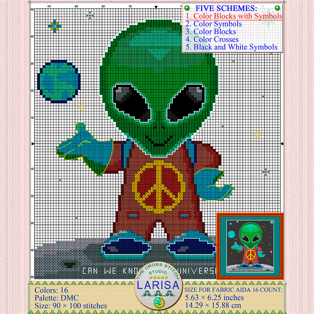 Alien Cross Stitch Pattern | Alien visitor | Extraterrestrial 4 Extraterrestrial life