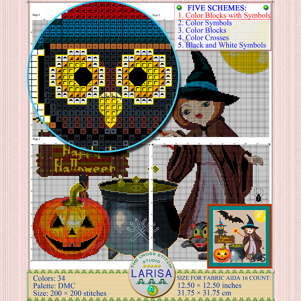 Happy Halloween Cross Stitch Pattern | Halloween Collage 5 Hallows' Even
