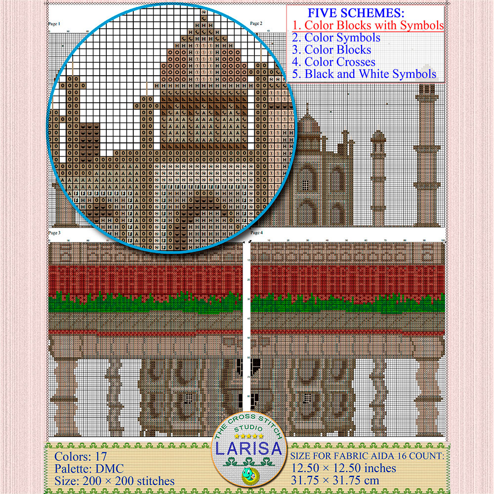 Taj Mahal Cross Stitch Pattern | Crown of the Palaces 5 India