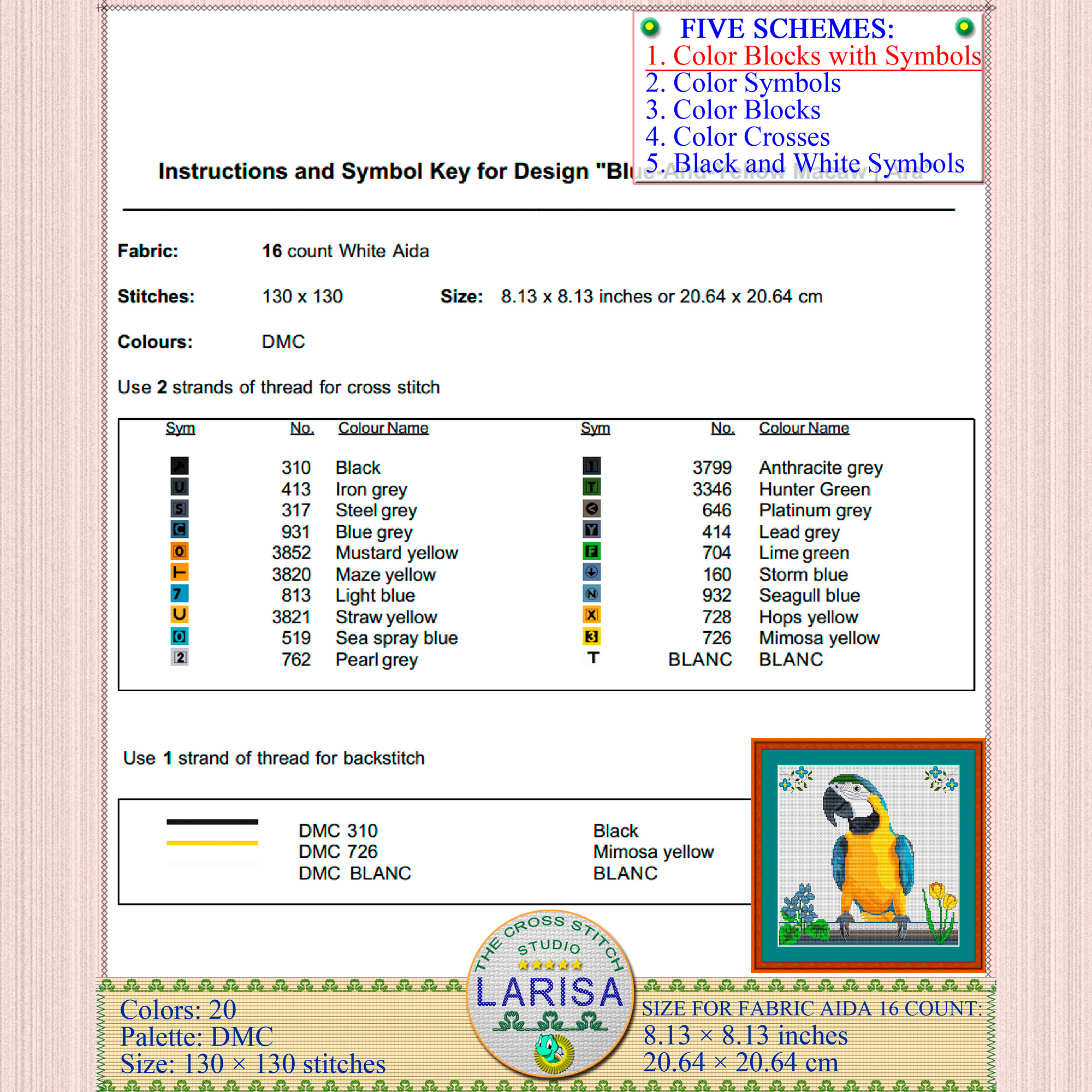 Ara Cross Stitch Pattern | Macaw Parrot 6 Ara cross stitch