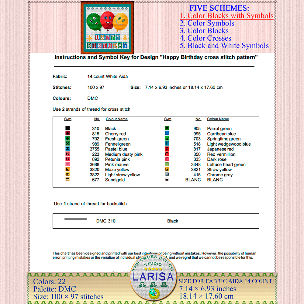 Happy Birthday Cross Stitch Pattern | Funny Birthday Balloons 6 Happy Birthday