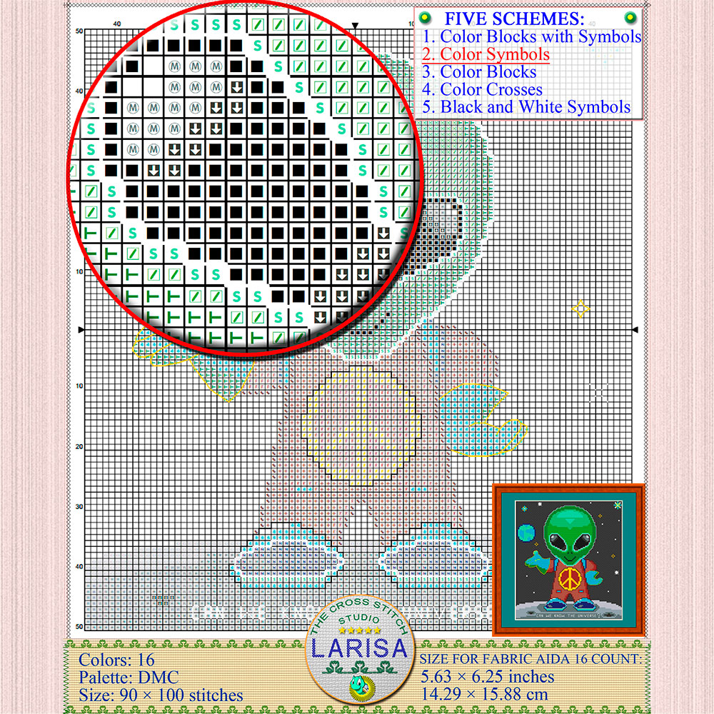 Alien Cross Stitch Pattern | Alien visitor | Extraterrestrial 7 Space