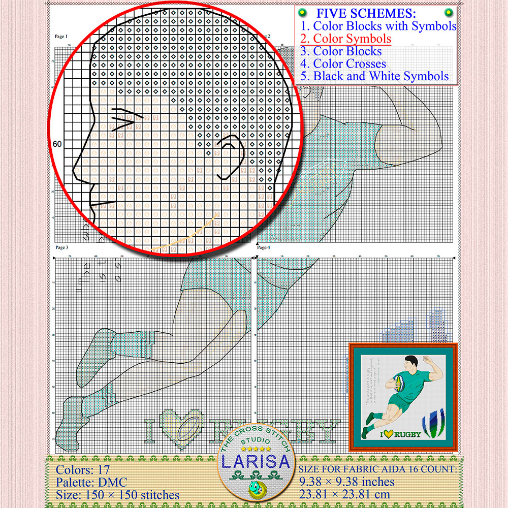 Rugby Cross Stitch Pattern | Rugby Union | Rugby Player 7 World Rugby