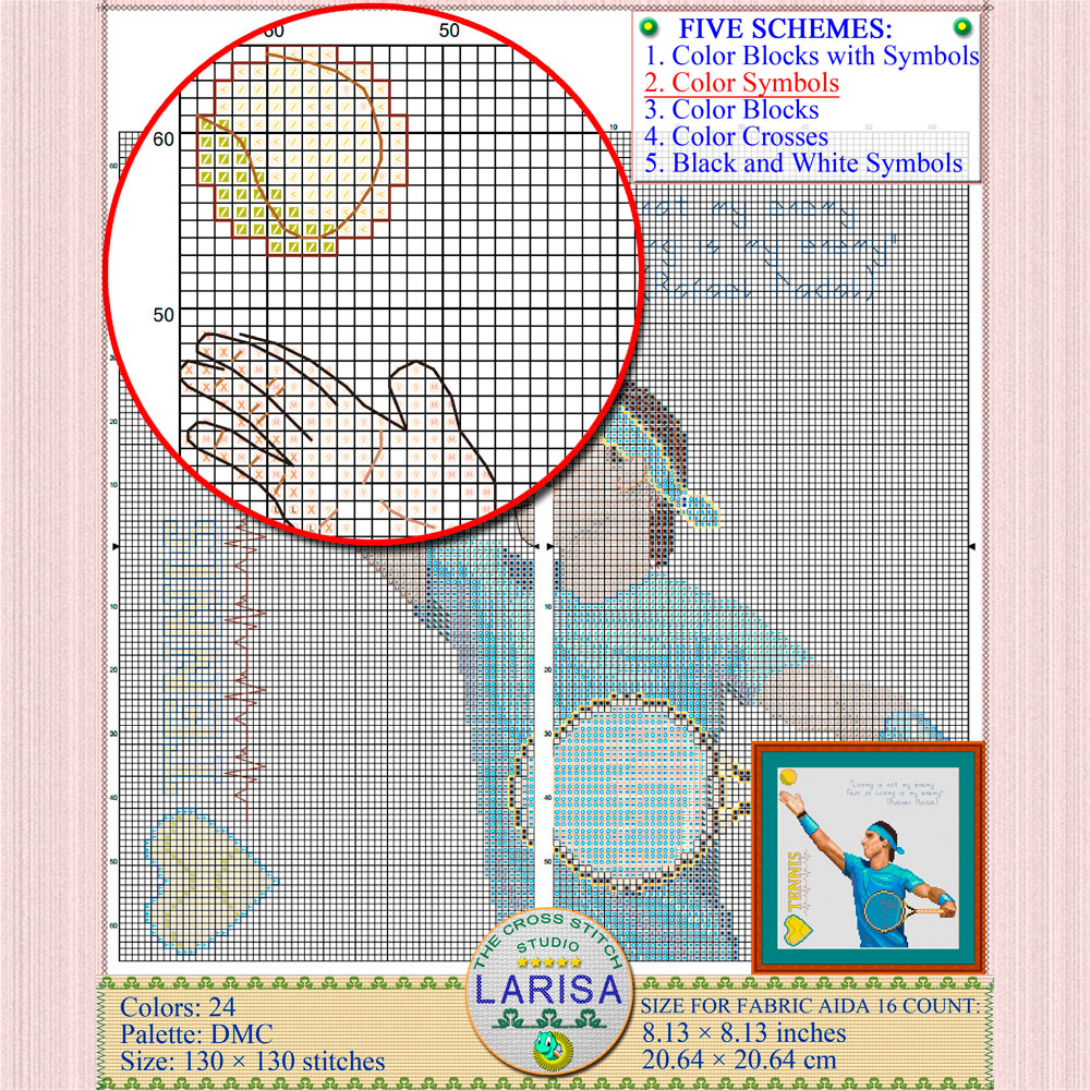 Tennis Cross Stitch Pattern | Tennis Player 7 Tennis Bum