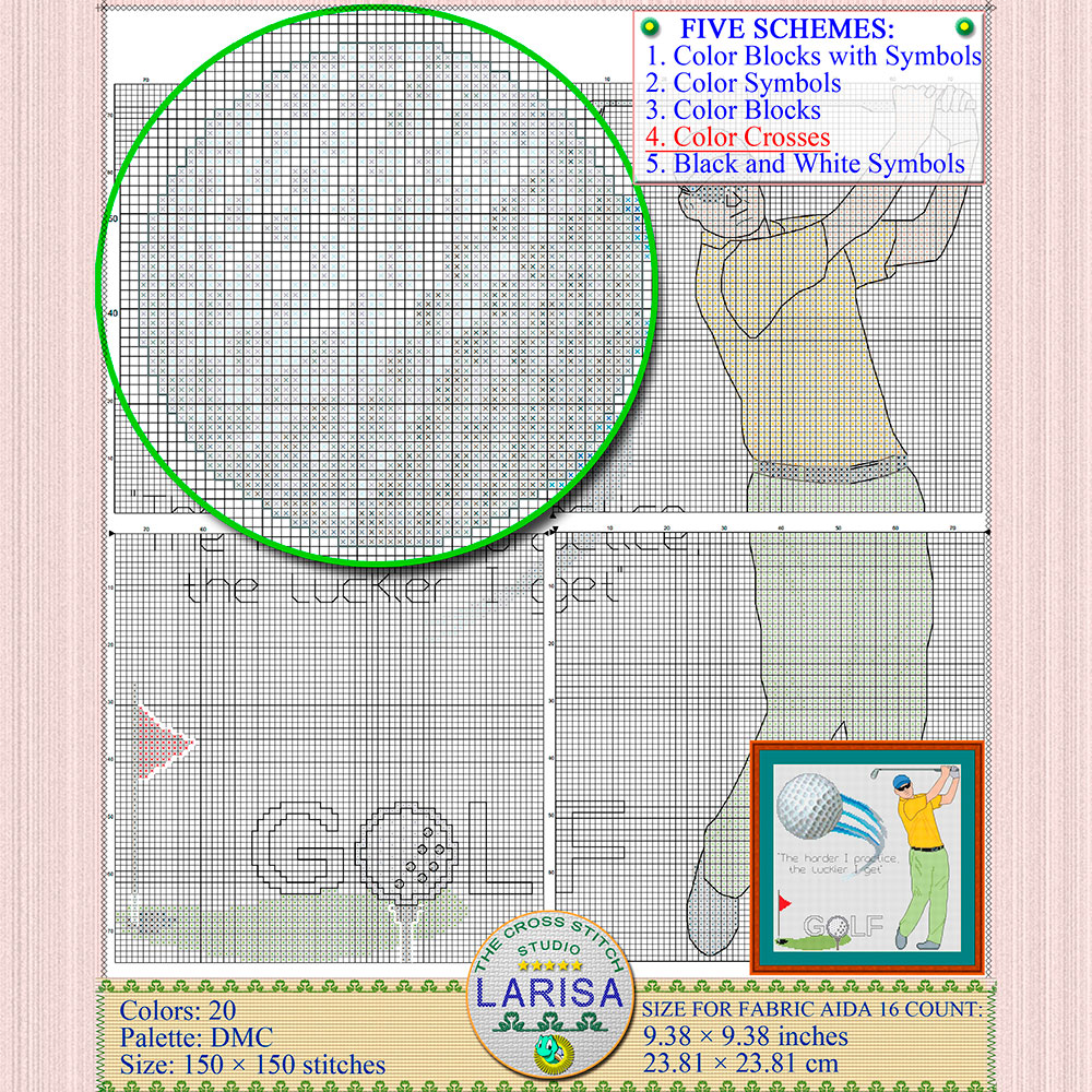 Golf Cross Stitch Pattern | Golfer | Golfing | Golf Player 9 Golfing