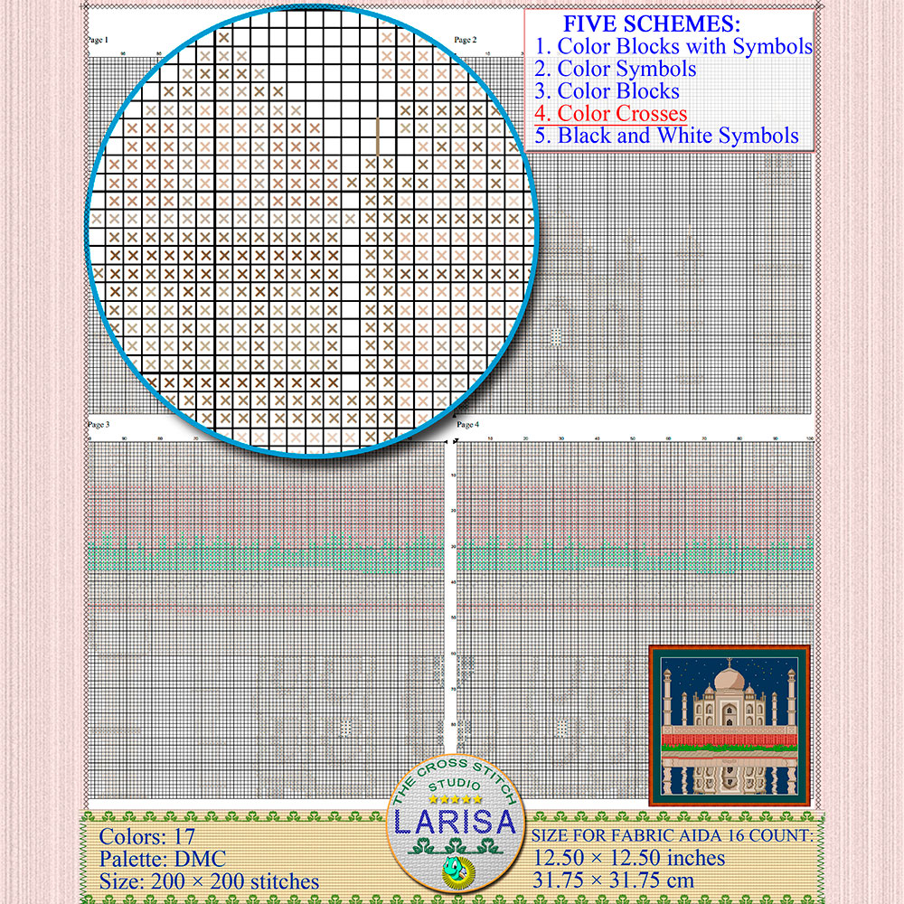 Taj Mahal Cross Stitch Pattern | Crown of the Palaces 9 Mausoleum