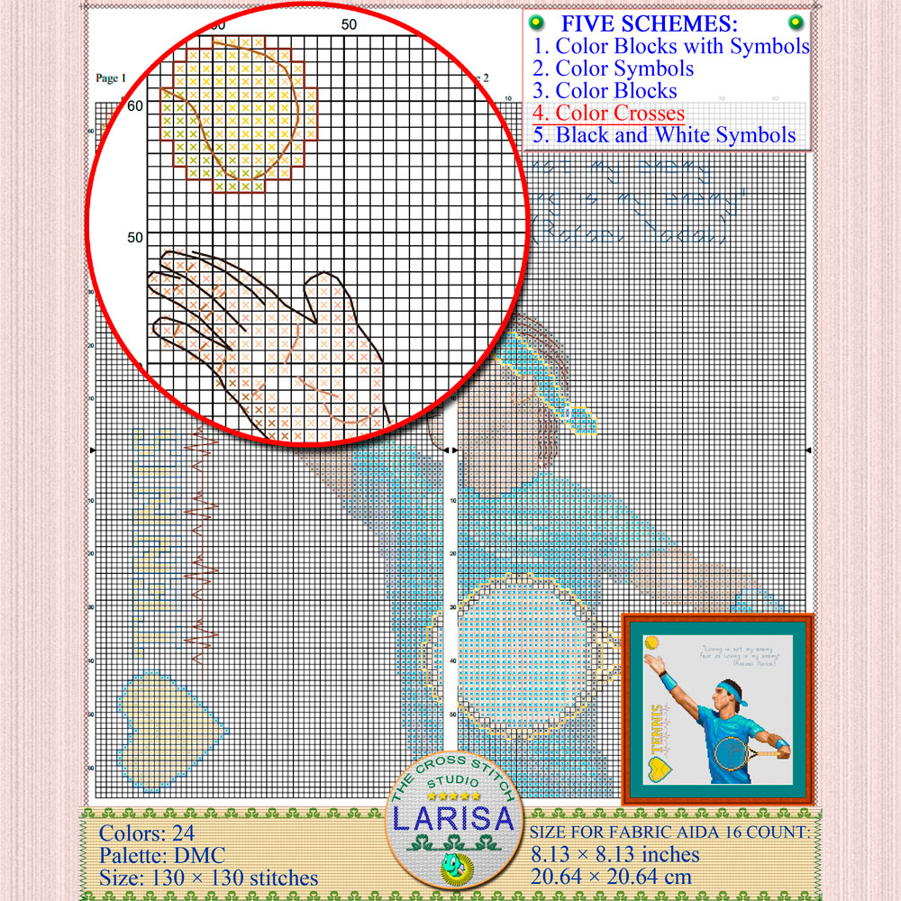 Tennis Cross Stitch Pattern | Tennis Player 9 Tennis player