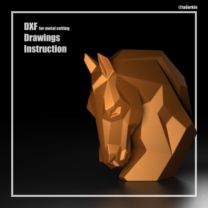 Steel Sheet Metal Drawings Plans Pattern Template Chess Horse Project Sculpture (dxf, PDF)