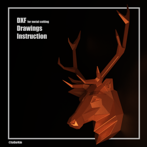 Steel Sheet Metal Drawings Plans Pattern Template Deer Head Project Sculpture (dxf, PDF)