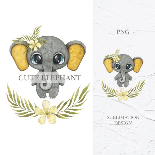 Watercolor sublimation elephant