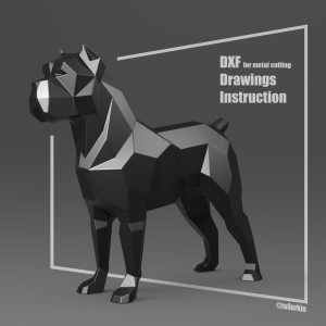 Steel Sheet Metal Drawings Plans Pattern Template Cane Corso Project Sculpture (dxf, PDF)