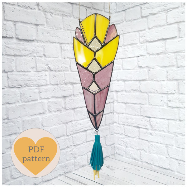 Stained glass boho feather