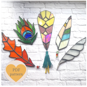 Stained glass feathers set