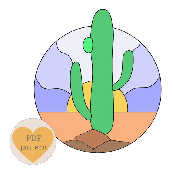 Stained glass desert cactus