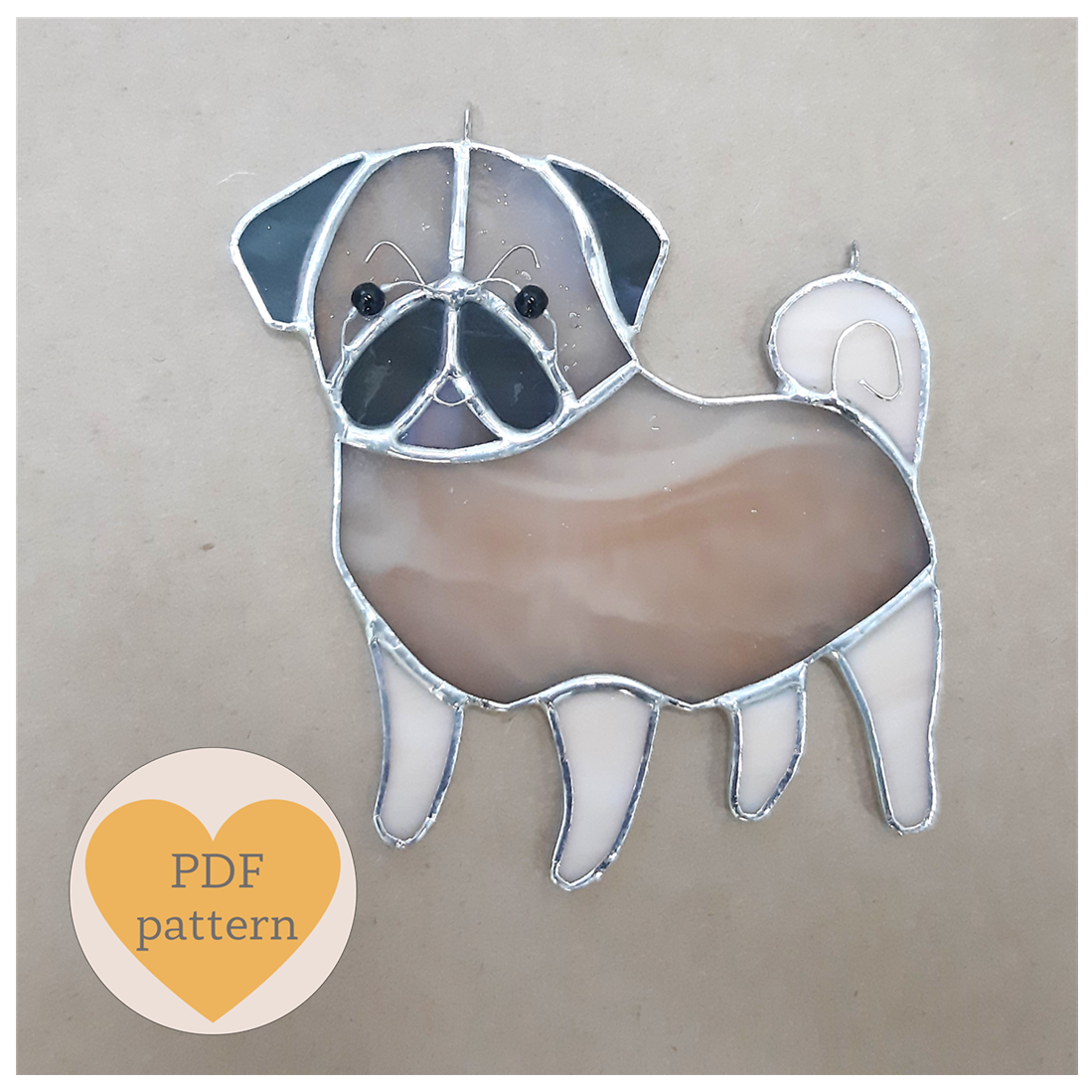Stained Glass Pattern, Pug Dog Suncatcher