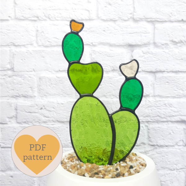 Stained glass prickly pear suncatcher