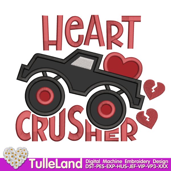 Heart Crusher Truck Machine embroidery design