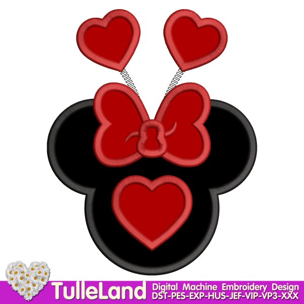 Mouse valentines day Heart Machine embroidery design
