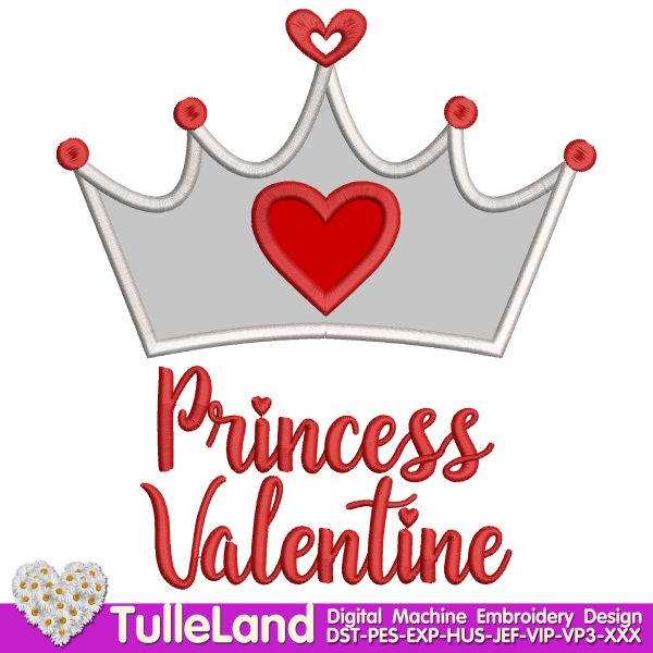 Crown princess Valentine Machine embroidery design