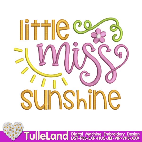 Little Miss Sunshine Machine embroidery design