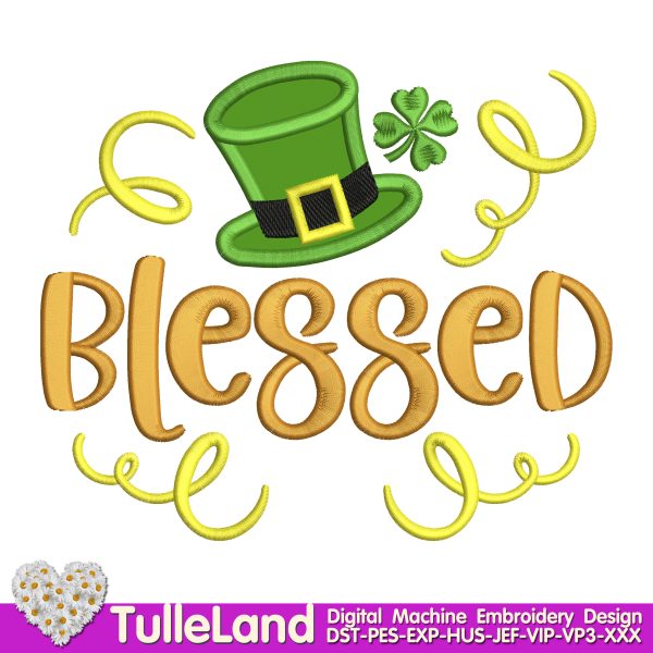 Blessed Lucky Shamrock Machine embroidery design