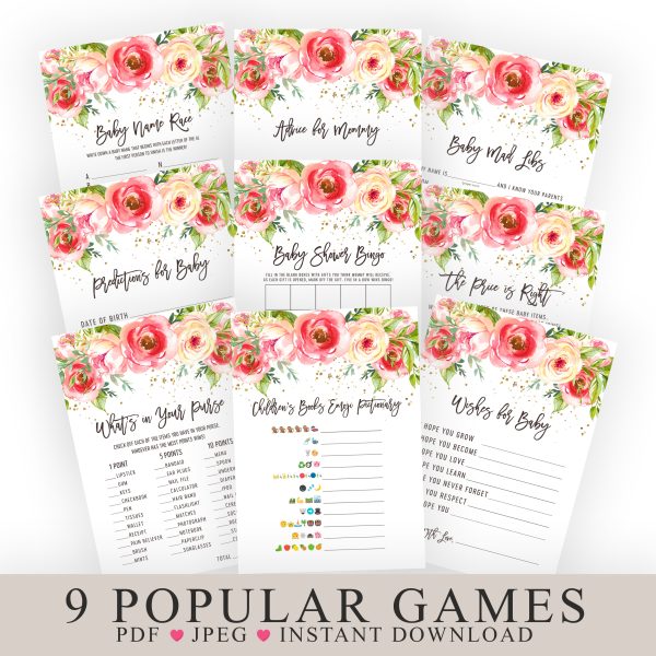 Boho Baby Shower Games, Printable Games, Baby Games Pack