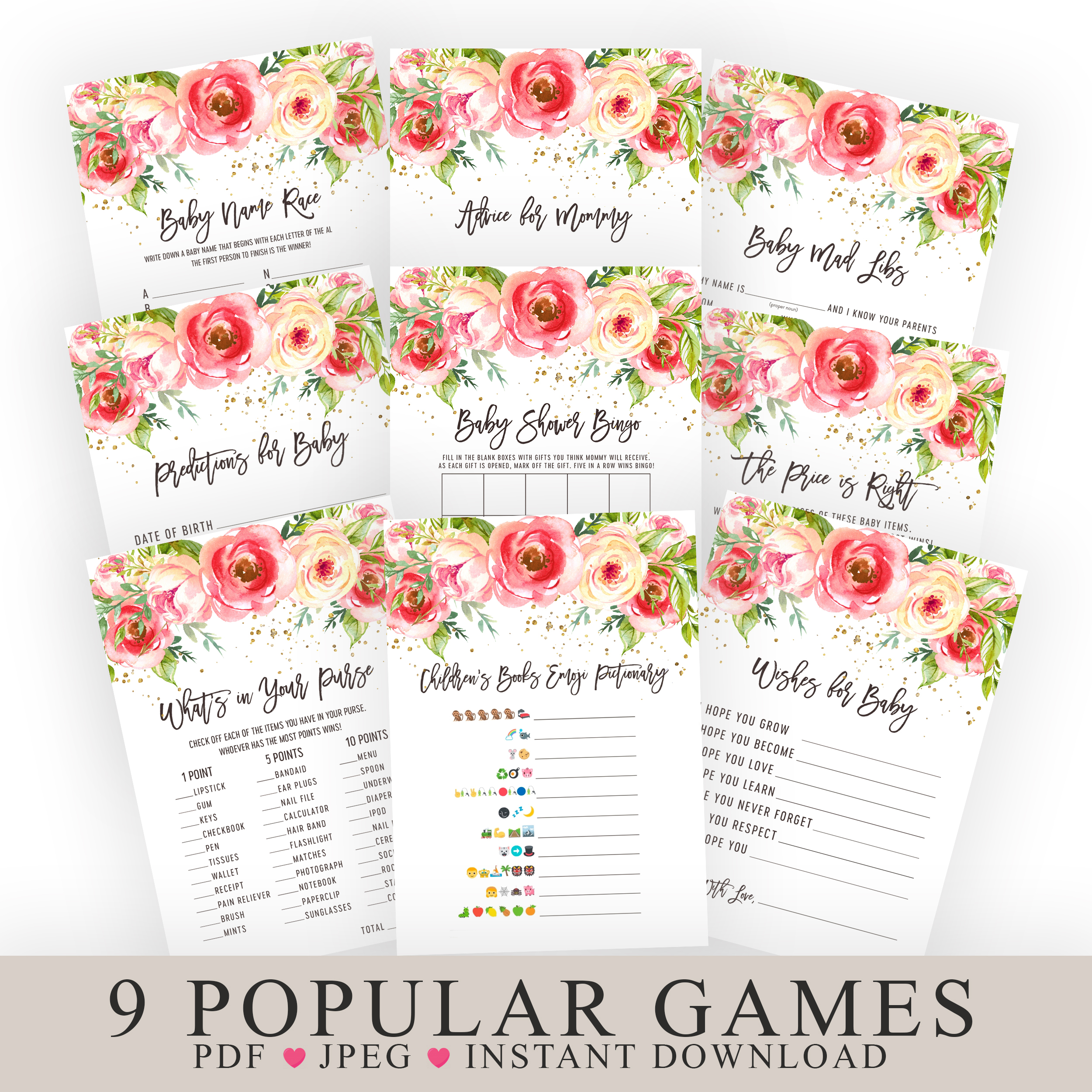 Free Printable Baby Shower Games - Download Instantly!