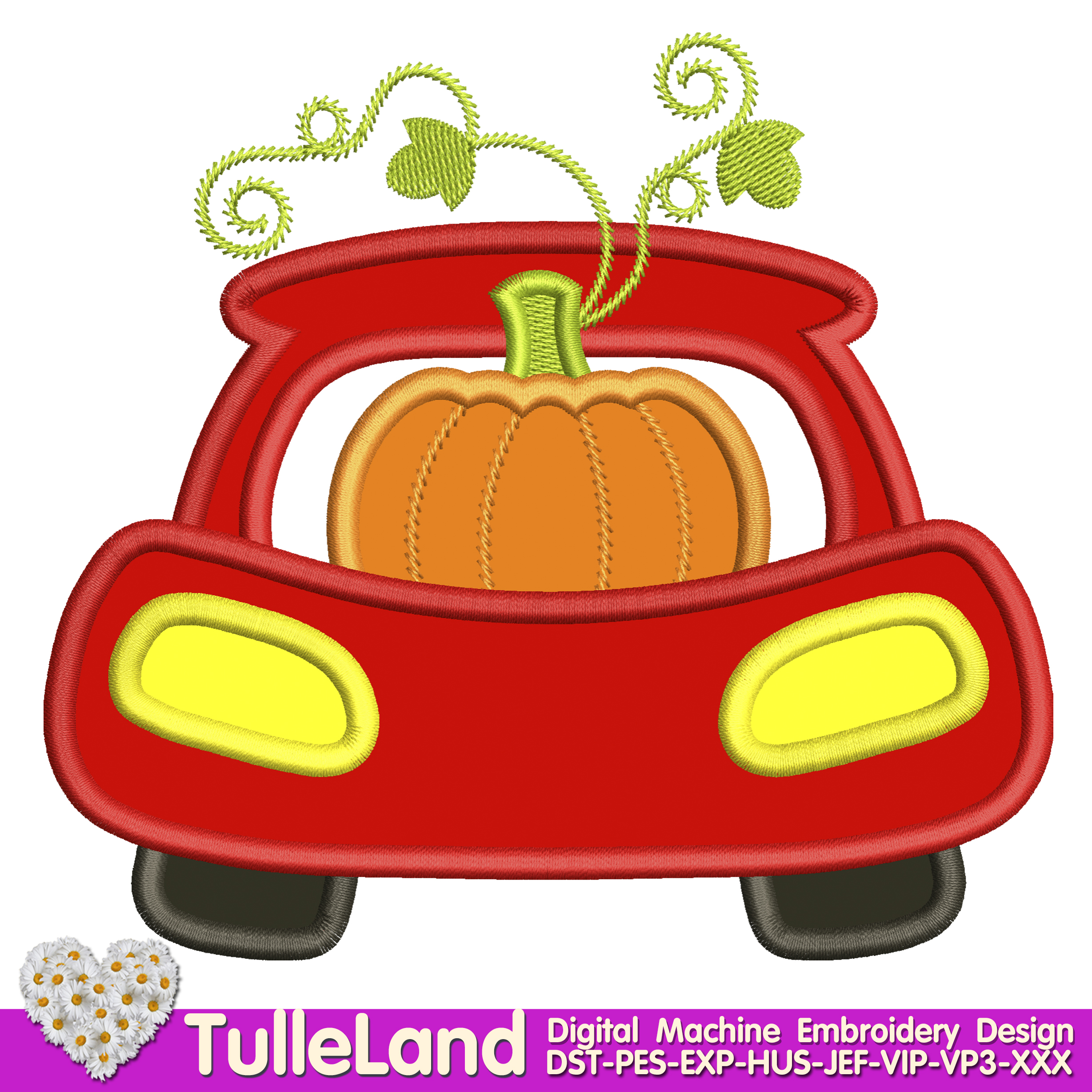 Red Truck with Pumpkins Machine embroidery design 1 Red Truck with Pumpkins Machine embroidery design