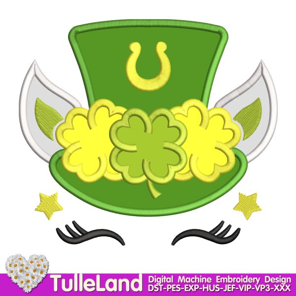 St Patrick’s Day Unicorn Machine embroidery design