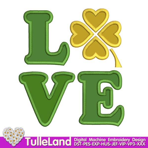 Love Shamrock Machine embroidery design
