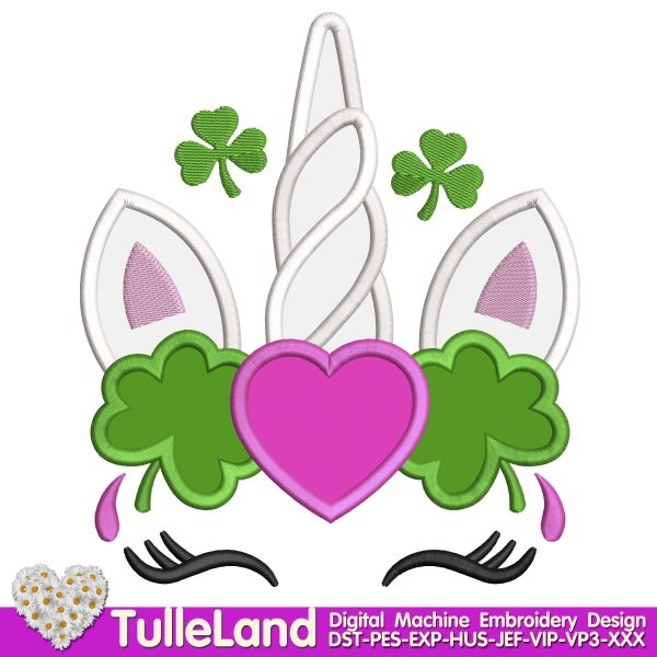 Unicorn St Patricks Day Machine embroidery design