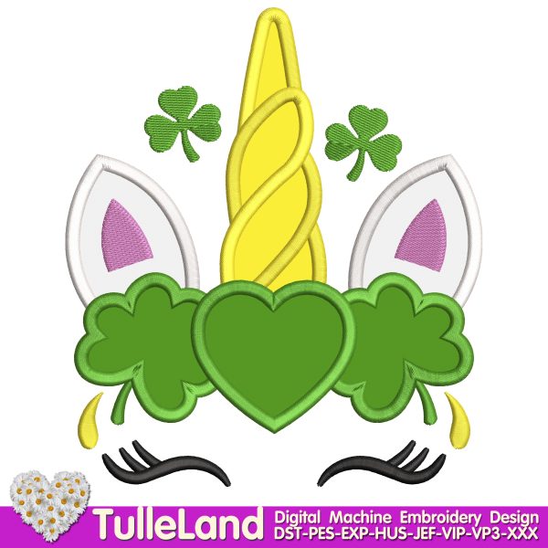 Unicorn St Patricks Day Machine embroidery design