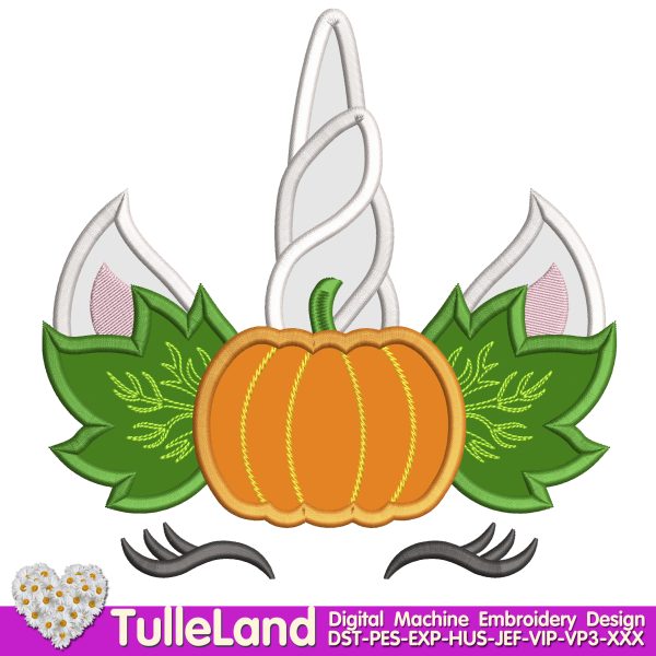 Halloween Unicorn pumpkin Machine embroidery design
