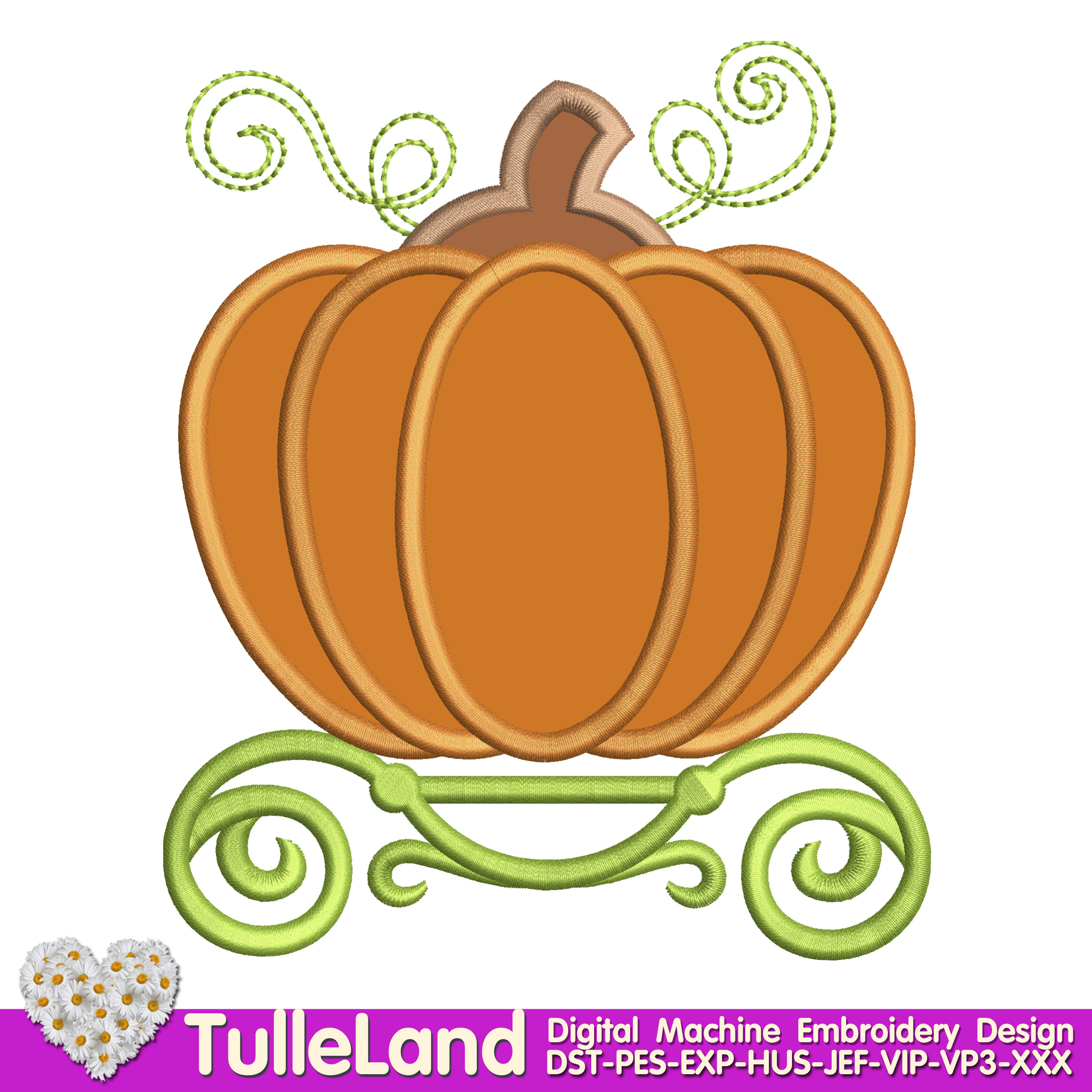 Pumpkin carriage Halloween Machine embroidery design