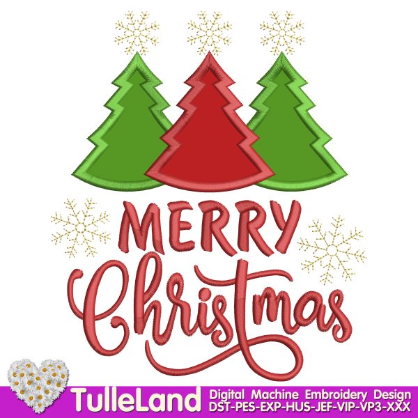 Merry Christmas Tree Winter Machine embroidery design