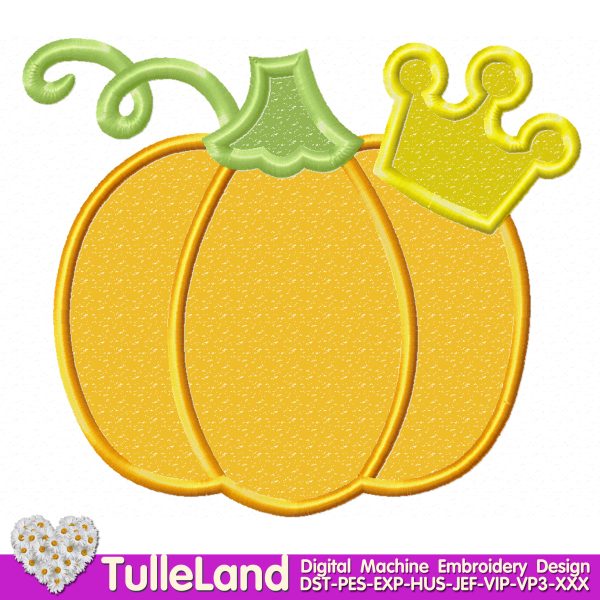Pumpkin with Crown Machine embroidery design