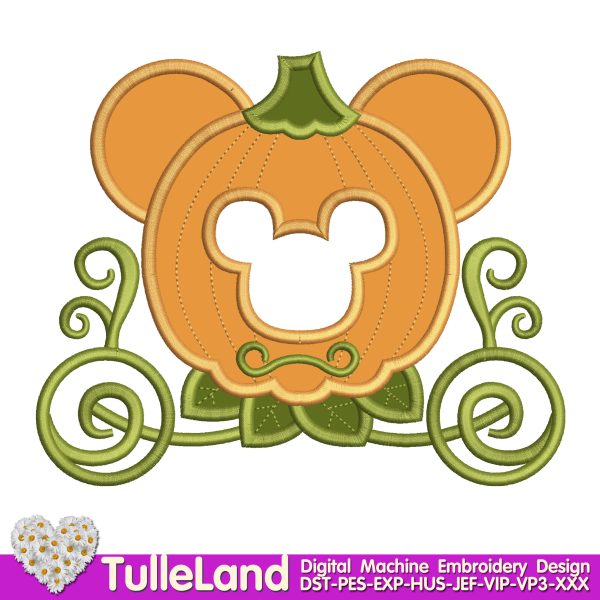 Pumpkin carriage Halloween Machine embroidery design