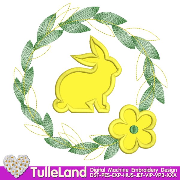 Cute Silhouette Easter Bunny Machine embroidery design