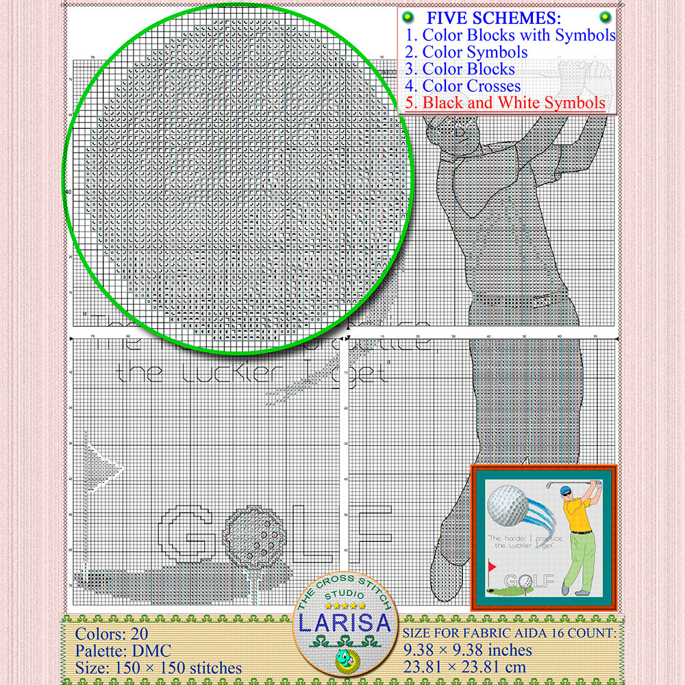 Golf Cross Stitch Pattern | Golfer | Golfing | Golf Player 10 Golf Player