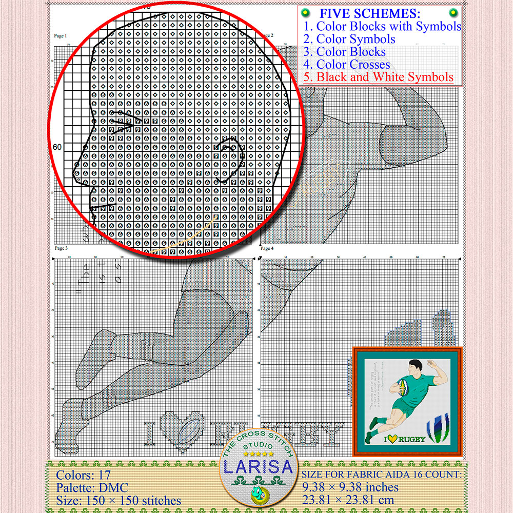 Rugby Cross Stitch Pattern | Rugby Union | Rugby Player 10 Rugby Player