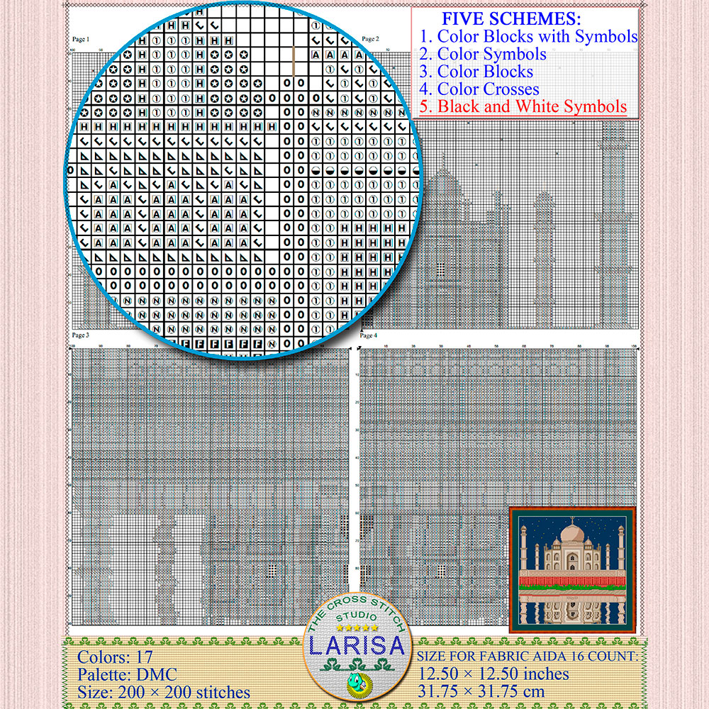 Taj Mahal Cross Stitch Pattern | Crown of the Palaces 10 Islamic