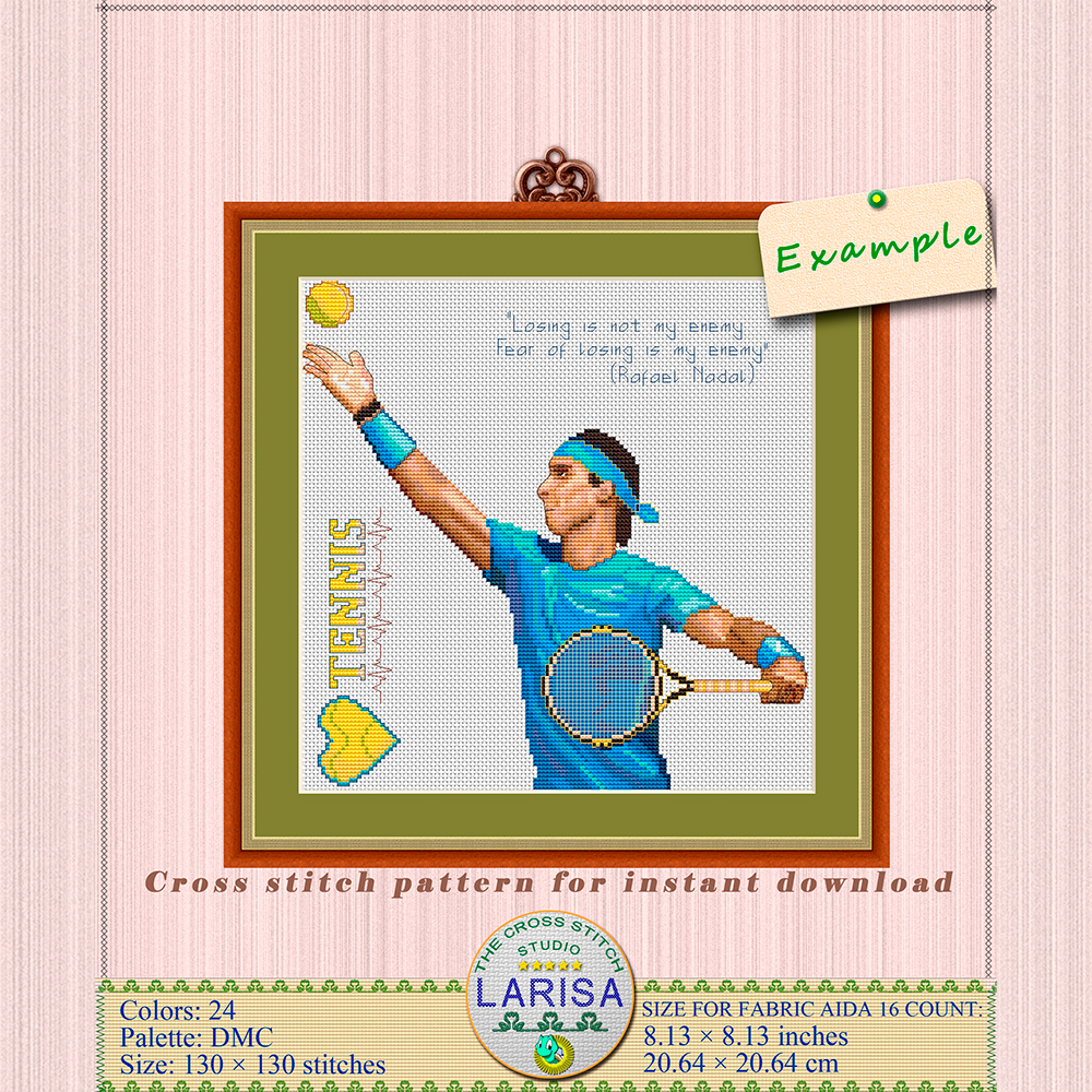 Tennis Cross Stitch Pattern | Tennis Player 11 Nadal