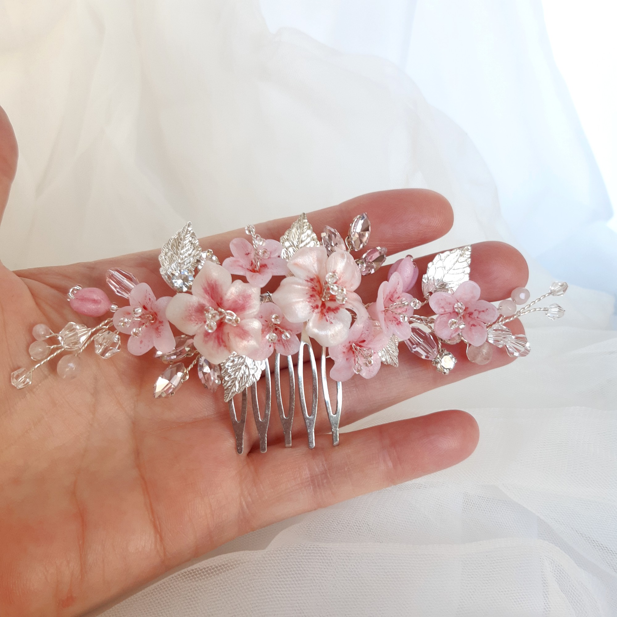 Cherry blossom hair comb Pink sakura hair accessories