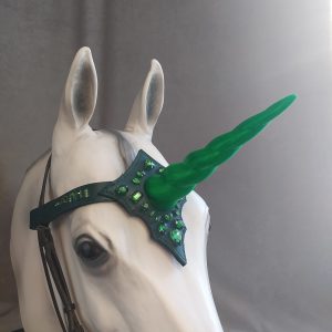 Unicorn horn Browband horse Handmade browband green Light up horn