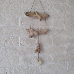 Driftwood Mobile, Heart Wall Hanging, Boho artwork